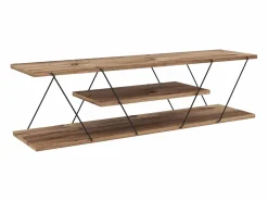 Hot Vente-unique Mueble de TV con 1 estante - Natural y negro - DELORY Color natural claro
