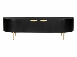 Mueble de TV con 2 puertas de madera de mango y metal dorado - - NEVILI de Mueble Tv