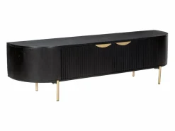 Mueble de TV con 2 puertas de madera de mango y metal dorado - - NEVILI de Mueble Tv