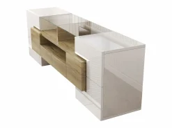 Clearance Mueble de TV con 4 puertas y 2 cajones - 145 x 30 x 51 cm - LEDs - Tablero de partículas - +Oro Mueble Tv