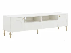Vente-unique Mueble de TV con 2 puertas, 2 cajones y 2 huecos - y dorado - ALOBARA