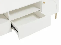 Vente-unique Mueble de TV con 2 puertas, 2 cajones y 2 huecos - y dorado - ALOBARA