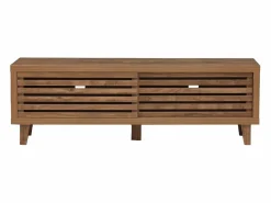 Calicosy Mueble de TV con 2 puertas correderas de lamas perforadas L140 cm - LIAM