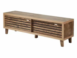 Calicosy Mueble de TV con 2 puertas correderas de lamas perforadas L140 cm - LIAM