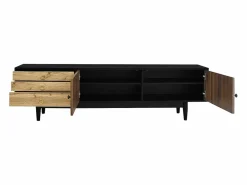 Best Mueble de TV con 2 puertas y 3 cajones, diseño ondulado, y natural Mueble Tv
