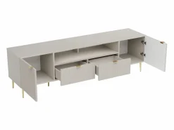 Vente-unique Mueble de TV con 2 puertas, 2 cajones y 2 nichos en MDF y acero - y dorado - YESINIA