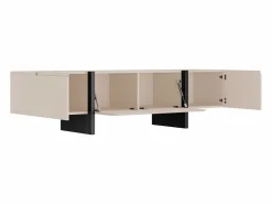 Vente-unique Mueble de TV con 4 puertas en MDF - y Negro - LUVONIA Beige