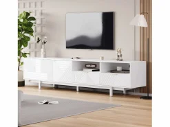 OKWISH Mueble de TV de 200 cm, mueble de TV con 2 puertas y 2 cajones, estilo moderno, para salón y oficina