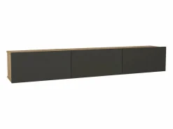 Hot Mueble de TV de pared con 3 puertas - Antracita y Natural Claro - VIKILA Mueble Tv