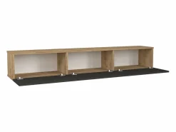 Hot Mueble de TV de pared con 3 puertas - Antracita y Natural Claro - VIKILA Mueble Tv