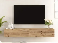 Vente-unique Mueble de TV de pared con 2 puertas - Luz natural - AUBEPINA