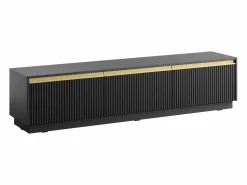 Clearance Vente-unique Mueble de TV de pared o de pie con 3 puertas de MDF - y Dorado - POSINIA Negro