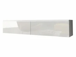 Best Mueble de TV moderno 140 cm para salón – 2 puertas sin tiradores, cuerpo mate / frentes brillo, de pie o colgante Mueble Tv