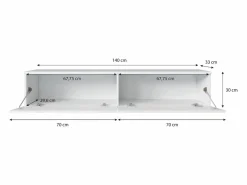 Best Mueble de TV moderno 140 cm para salón – 2 puertas sin tiradores, cuerpo mate / frentes brillo, de pie o colgante Mueble Tv