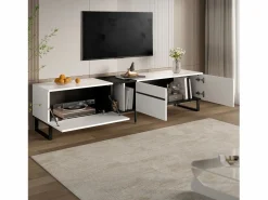 ModernLuxe Mueble de TV moderno 180x38x45 cm - 3 puertas - con estantes abiertos -