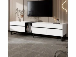 ModernLuxe Mueble de TV moderno 180x38x45 cm - 3 puertas - con estantes abiertos -
