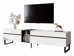 ModernLuxe Mueble de TV moderno 180x38x45 cm - 3 puertas - con estantes abiertos -