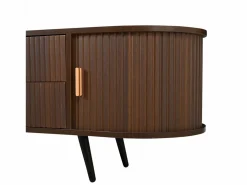 Merax Mueble de TV ovalado con rayas verticales - 180 x 40 x 45 cm - con 4 cajones + 2 puertas correderas - MDF - nogal oscuro