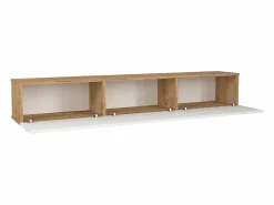 Online Vente-unique Mueble de TV suspendido con 3 puertas - Blanco y Natural claro - VIKILA Color natural claro / Blanco