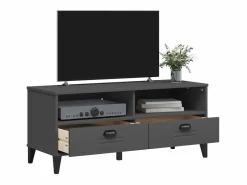 Best Mueble de TV VIKEN de madera maciza de pino gris antracita Mueble Tv