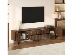Online ModernLuxe Mueble de TV 180x40x56 cm - 4 cajones y 2 puertas - diseño ondulado - tableros de partículas - color nogal oscuro Marru00f3n