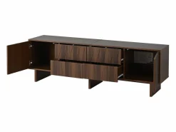 Online ModernLuxe Mueble de TV 180x40x56 cm - 4 cajones y 2 puertas - diseño ondulado - tableros de partículas - color nogal oscuro Marru00f3n
