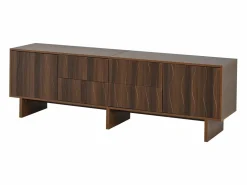 Online ModernLuxe Mueble de TV 180x40x56 cm - 4 cajones y 2 puertas - diseño ondulado - tableros de partículas - color nogal oscuro Marru00f3n