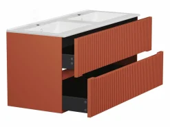 Vente-unique Mueble de un solo lavabo suspendido rayada, L120 cm, PAVANI