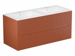 Vente-unique Mueble de un solo lavabo suspendido rayada, L120 cm, PAVANI