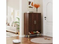 Discount Mueble de zapatos con 2 puertas, mueble de almacenamiento de zapatos de 6 niveles, separadores ajustables, para el recibidor, salón, marrón Zapatero|Mueble De Almacenaje