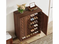 Discount Mueble de zapatos con 2 puertas, mueble de almacenamiento de zapatos de 6 niveles, separadores ajustables, para el recibidor, salón, marrón Zapatero|Mueble De Almacenaje