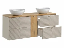 Petits-Meubles Mueble doble lavabo 140cm 4 cajones 1 puerta Manoa Cachemira y madera