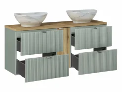 New Mueble doble lavabo 140cm 4 cajones Jade y Madera Mueble De Baño Con Doble Lavabo