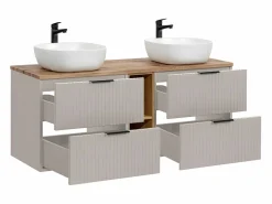 Petits-Meubles Mueble doble lavabo 140cm 2 compartimientos Adriel Cachemira y Madera