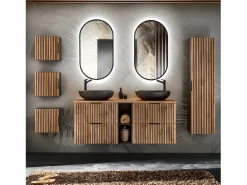 Petits-Meubles Mueble doble lavabo 140cm 2 compartimientos Gaia Madera y - Lavabo