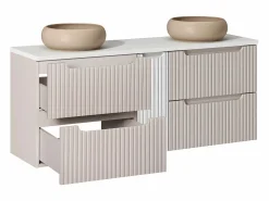 Mueble doble lavabo 140cm 4 cajones Riva Cachemira y Blanco Mueble De Baño Con Doble Lavabo