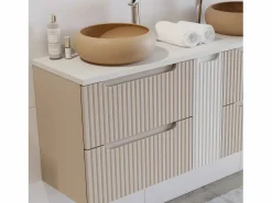 Mueble doble lavabo 140cm 4 cajones Riva Cachemira y Blanco Mueble De Baño Con Doble Lavabo