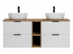 Hot Mueble doble lavabo 140cm 2 nichos Adriel Mueble De Baño Con Doble Lavabo
