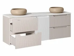 Clearance Mueble doble lavabo 160cm cesto Riva Cachemira y Blanco Mueble De Baño Con Doble Lavabo