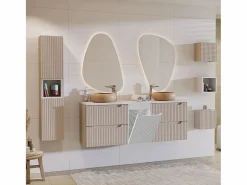 Clearance Mueble doble lavabo 160cm cesto Riva Cachemira y Blanco Mueble De Baño Con Doble Lavabo