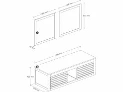 Vente-unique Mueble doble lavabo de madera de acacia y espejos - 130 cm - PENEBEL Color natural oscuro