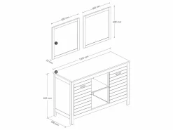 Best Vente-unique Mueble doble lavabo de madera de acacia - 130 cm - 2 espejos 90 x 60 cm - PULUKAN Color natural oscuro