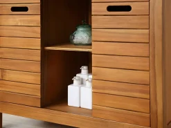 Hot Mueble doble lavabo de madera de acacia - 90 cm - 1 espejo - 60 x 60 cm - PULUKAN Conjunto De Baño