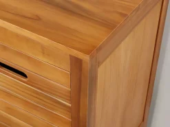 Vente-unique Mueble doble lavabo de madera de acacia - Mueble de baño - 130 cm - PULUKAN