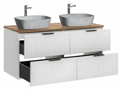 Outlet Mueble doble lavabo efecto piedra 120 cm Adriel Mueble De Baño Con Doble Lavabo