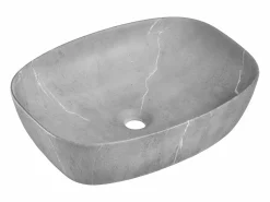 Online Mueble doble lavabo imitación piedra 140cm 2 compartimientos Adriel Cachemira y Madera Mueble De Baño Con Doble Lavabo