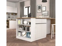 Discount Mueble estantería de cocina Sole con 3 estantes brillo y roble 90x90x25 cm Aparador De Cocina