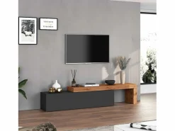 Mueble extensible para TV Chronos con 1 puerta abatible antracita/roble 190/350x40x51 cm