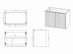 Vente-unique Mueble flotante bajo lavabo estriado , L80 cm, ZILGA