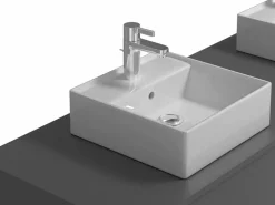 Vente-unique Mueble flotante de baño con lavabo doble, , Ancho 150 x A32 cm, ISAURE